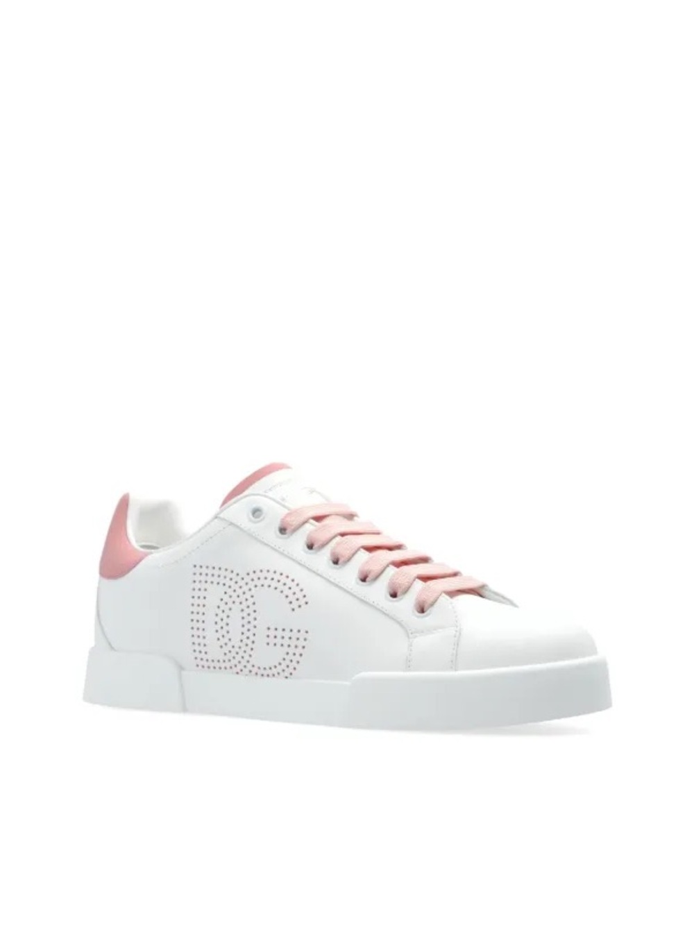 Dolce & Gabbana White Leather Sneakers with Pink Accents